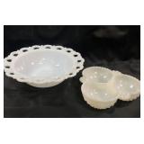 Vintage Milk Glass Bowl and Divider Bowl
