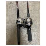 (2) Zebco Fishing Reels, nice rods as well