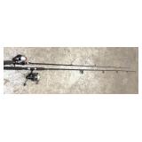 (2) Rhino Fishing Reels, (1) matching Rhino Rod