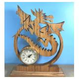 11x 9" Vintage Wooden Dragon Clock