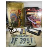 NEW Instant Grill, vintage license plate, bungee