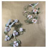 Hummingbird & Butterfly metal wall pieces 29" tall