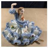 Antique Dresden porcelain lace figurine
