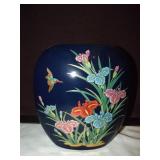Cobalt Blue Asian Vase with 22KT Gold Detail