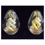 Yellow Egg Shaped Paperweights Set of 2