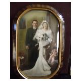 Antique Wedding Photo Domed Glass, Antique Frame