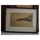 Porthleven Etching by Loius Stern VIntage