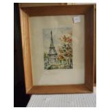 Signed Paris Tour Eiffel Tower Watercolor
