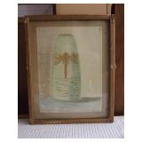 Vintage Dragonfly in Vase Drawing Signed