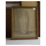 Vintage Signed Drawing by M. Lewis