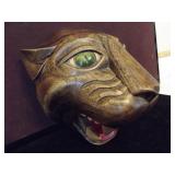 Solid Mahogany Carved Puma Head, Wall Art