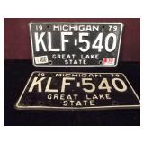 Two Michigan Plates Black KLF 540