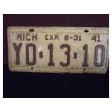 Antique Michigan Plate 1941