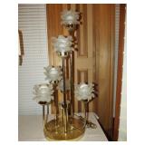 Brass Lamp with 4 Frosted Flower Shades