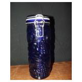 Cobalt Blue Glass Canister Fruit Pattern