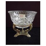 Godinger Crystal and Brass Bowl