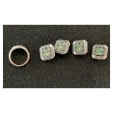 Sterling Ring and 4 Sterling 4H pins 11g total