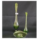 Vintage Unmarked Viking Avocado Swung Vases Candy