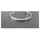 Sterling Silver and Opal Cuff Bracelet Marked ALW