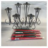 Tapered Candle and Holder Lot