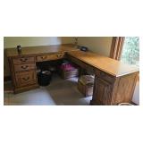 Oak Corner Desk & CredenzaMain Desk: W66 H30