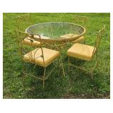 MCM Iron Table Chairs w/ Glass Top