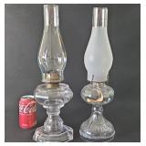 Eagle Glass Oil Lamp Pair