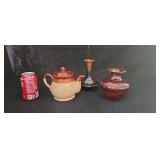 Pitcher and Vase Lot Brown Ironstone