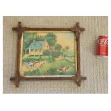Wood Adirondack Hand Carved Cows Farm Tramp Art