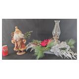 Christmas Centerpiece w/ Oil Lamp Santa
