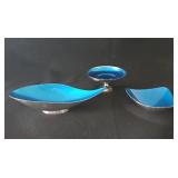 MCM Reed & Barton Blue Enameled Candy Bowls