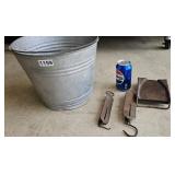 Spring Scales (2), Galvanized Bucket, Iron Rack