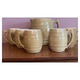 UHL Stoneware Pitcher and Vtg Set Of 6 UHL