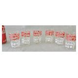 Vtg Federal Juice Glasses with Red And White