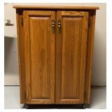 Oak Roll Around 2 Door Cabinet 27W 21D 36H