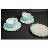 Vintage 1950 Hazel Atlas White Cup & Pastel Blue