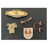 Antique Eye Glass Nose Pieces GF Scottie Dog and