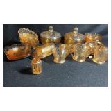 Jeanette Carnival Glass Iridescent Floragold