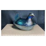 Evergreen Carnival Iridescent Indiana Glass Hen