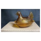 Harvest Gold Indiana Glass Hen on Nest 6ï¿½