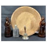 Wooden Bowl Mrs. Butterworth Bottles Brass Bell