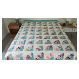 1930-40s Fan Quilt Top Machine & Hand Pieced 80 x