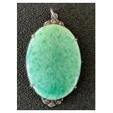 Large Turquoise Stone Sterling Surround Pendant