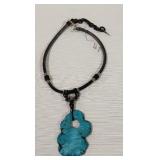 Vintage Antique? Turquoise Stone (?) Leather-like