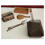 Antique Metal Popcorn Poppers Butter Paddle
