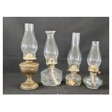 Brass and Glass Oil Lamps