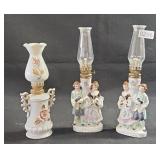 Victorian Porcelain Oil Lamp Lot