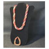Necklace and Bracelet Wood Beads Twisted