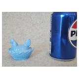 Blue Glass Hen on Nest (2.5 inch)