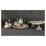 Silverplate Tray Coffee Tea Pot Creamer Sugar